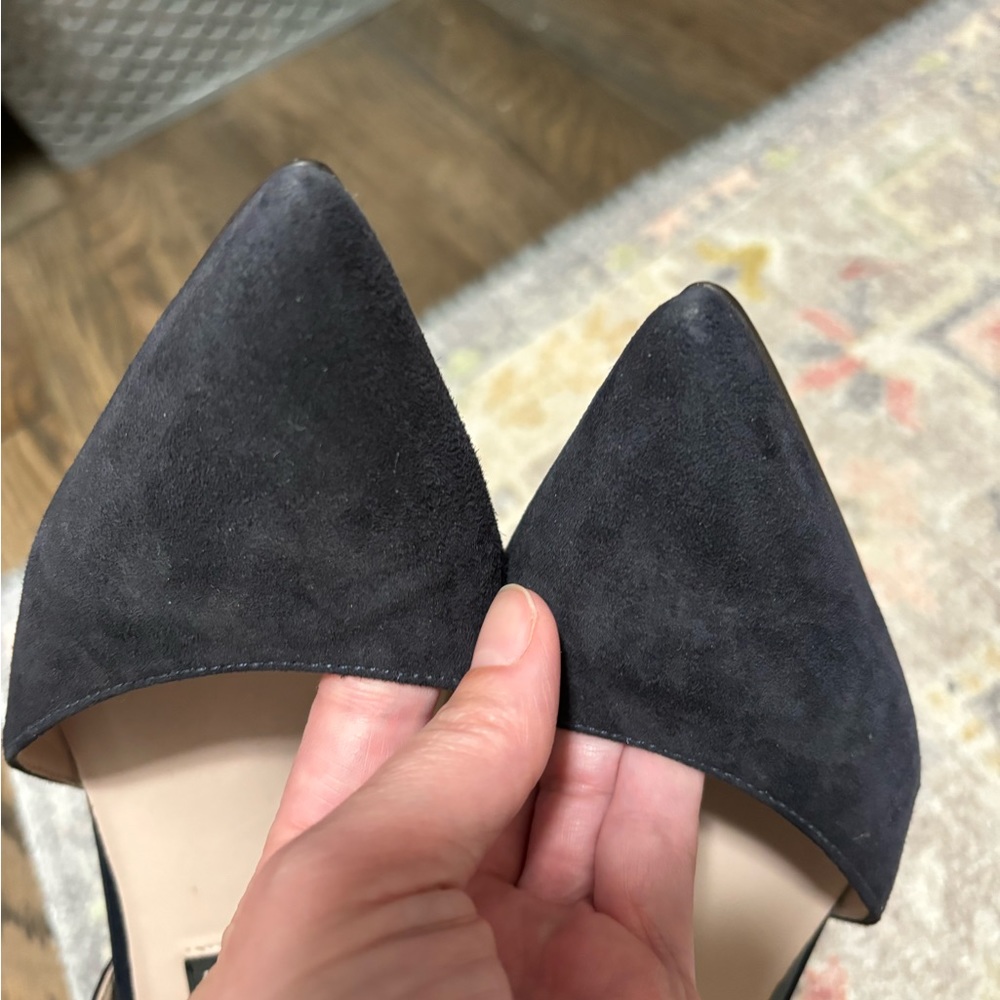 NINE WEST -Navy Blue Suede Patent D'orsay Pumps Heels - Picture 13 of 13